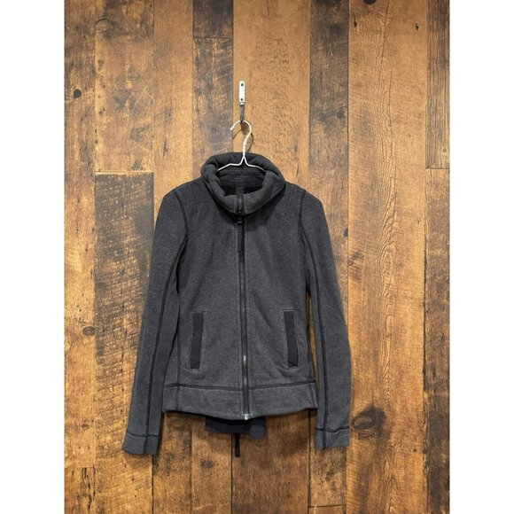 Lululemon En Route Jacket Heathered Black Sz 4 EUC - Picture 2 of 5